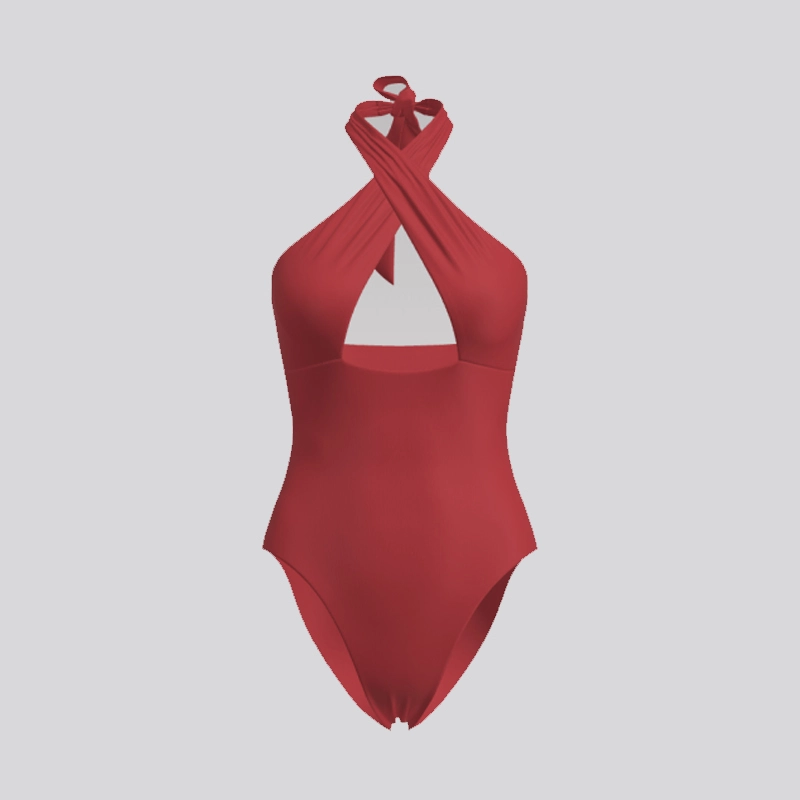 Outpace Custom Women Tummy Control High Waisted Front Cross Backless Halter Neck One Piece Swimsuits Wholesale