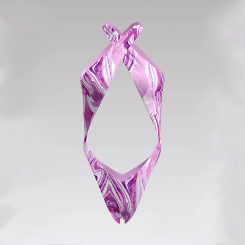 Outpace Custom Women Marbled Print Cut-Out Halter Cross Back Monokini Bathing Suit One Piece Swimsuits Wholesale