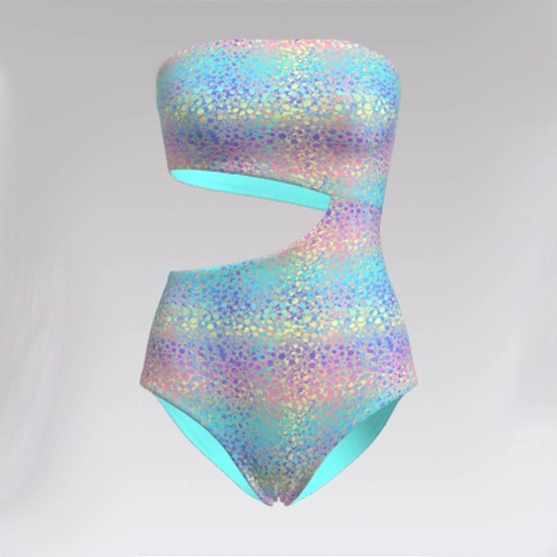 Outpace Custom Women High-Waisted Asymmetrical Cut-Out Strapless Monokini Strapless One-Piece Swimsuit Wholesale