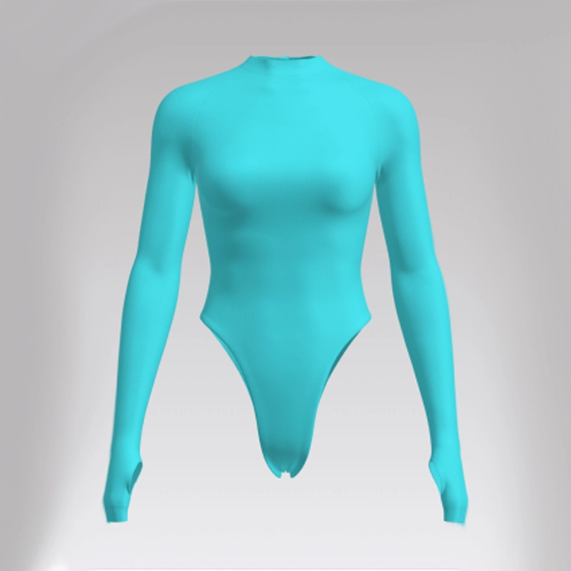 Outpace Custom Women Long Sleeve Solid Back Zip Swimwear High Neck Full Coverage One-Piece Swimsuit Wholesale