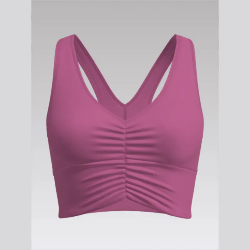 Outpace Custom Yoga Racerback Bra Ruched Deep V Neck Stretch Longline Sports Bras Wholesale