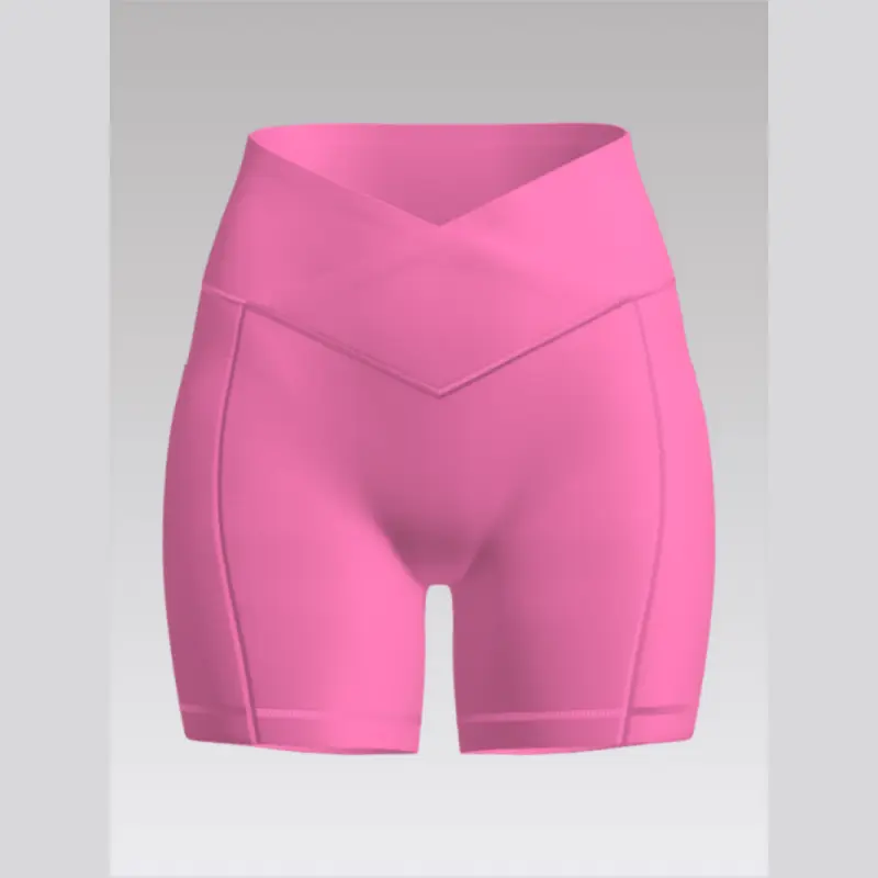 Outpace Custom Women's Crossover High Waisted Biker Shorts Yoga Running Gym Shorts with Side Pocket Wholesale