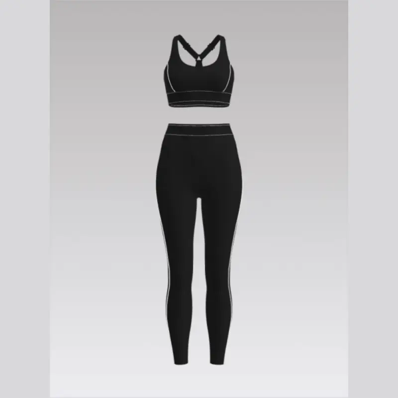 Outpace Custom Y Back Racerback Strappy Sports Bras & High Waisted Seamline Leggings Yoga Set Wholesale