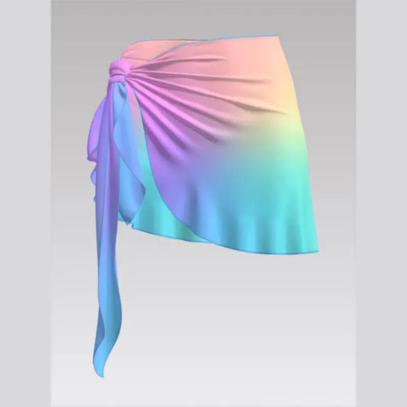 Outpace Custom Women's Swim Sarong Wrap Short Skirt Colorful Gradient Beach Cover Up for Swimwear Wholesale