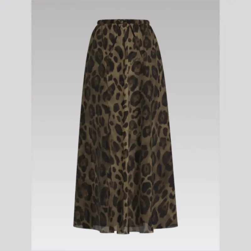 Outpace Custom Women's Maxi Skirt Elastic Waist Leopard Print Beach Cover Up for Swimwear Wholesale