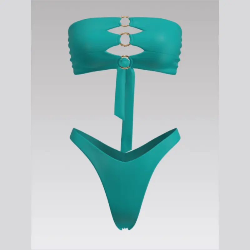 Outpace Custom Women O-ring Hollow Cutout O-Ring Split Swimsuit Thong Strapless Tied Back Bikini Sets Wholesale