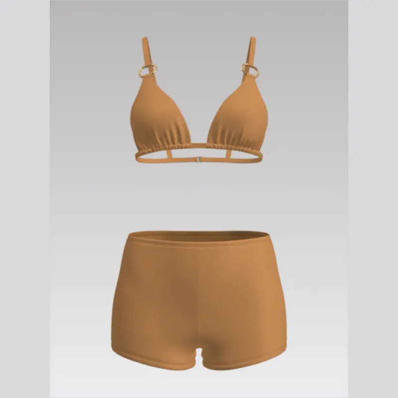 Outpace Custom Women O-ring Style V Neck Split Swimsuit Shorty Bikini Bottoms Sets Wholesale