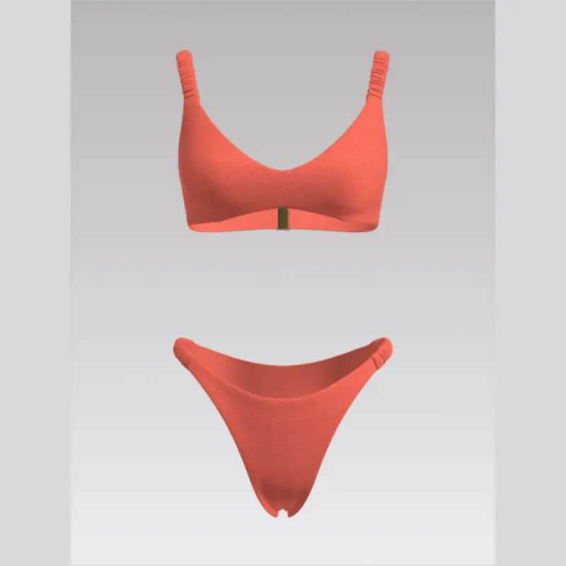 Outpace Custom Women Seamless Scoop Neck Smocked Bikini Split Swimsuit Bottom Bikini Set Wholesale