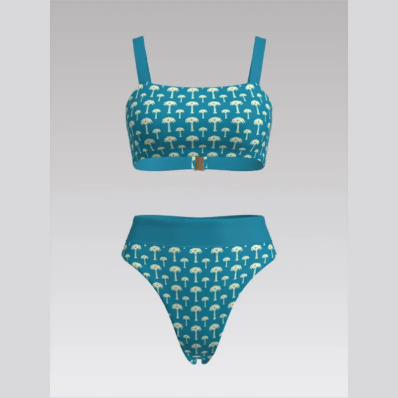 Outpace Custom Women Square Neck Adjustable Shoulder Strap Swimsuit Breathable Thongs Bikini Set Wholesale